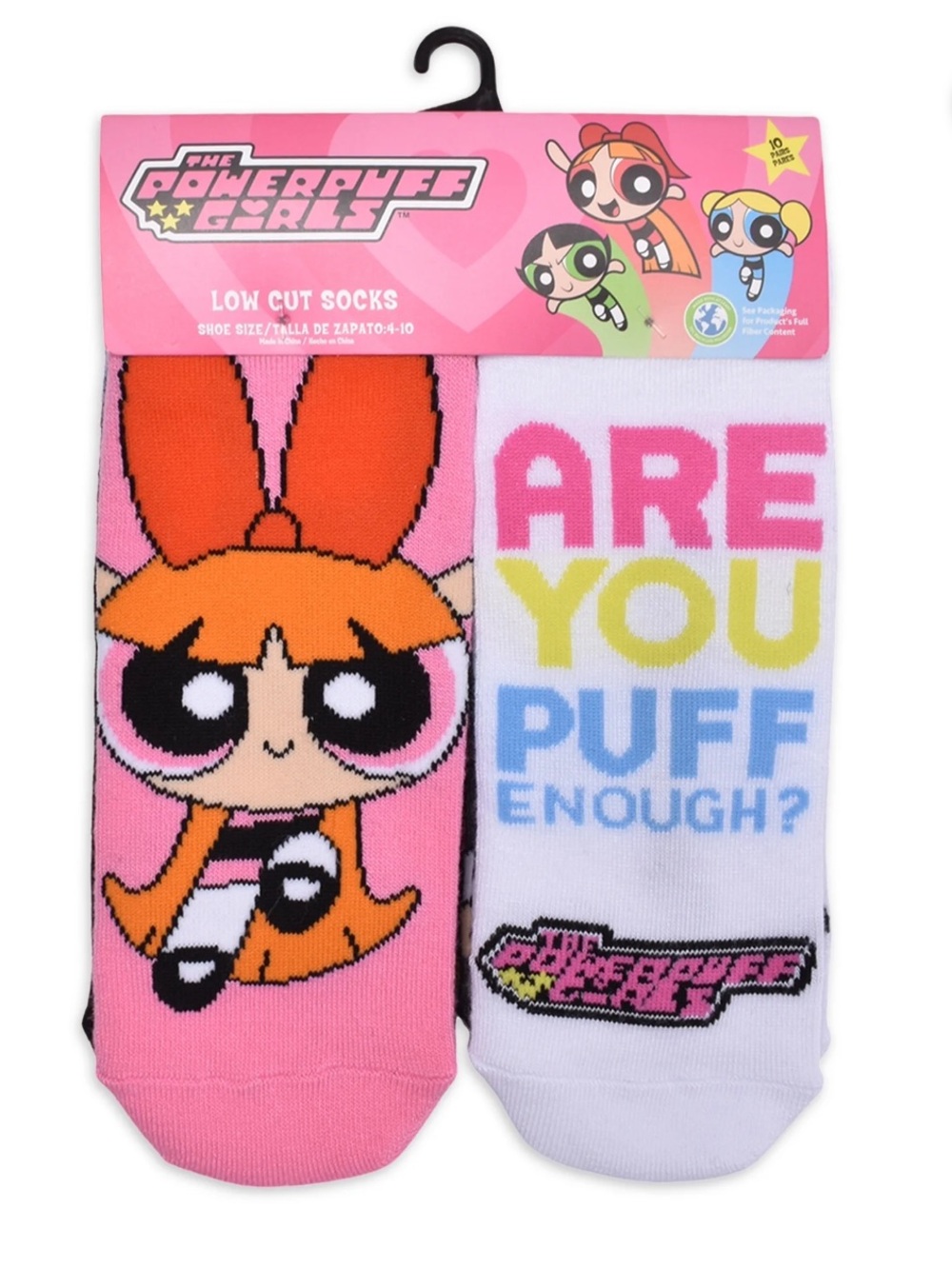 The Powerpuff Girls Womens 10-Pack Low-Cut Socks, Sock Size 4-10